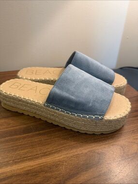 BEACH-STYLE Women's Blue Espadrille Slide Sandals
